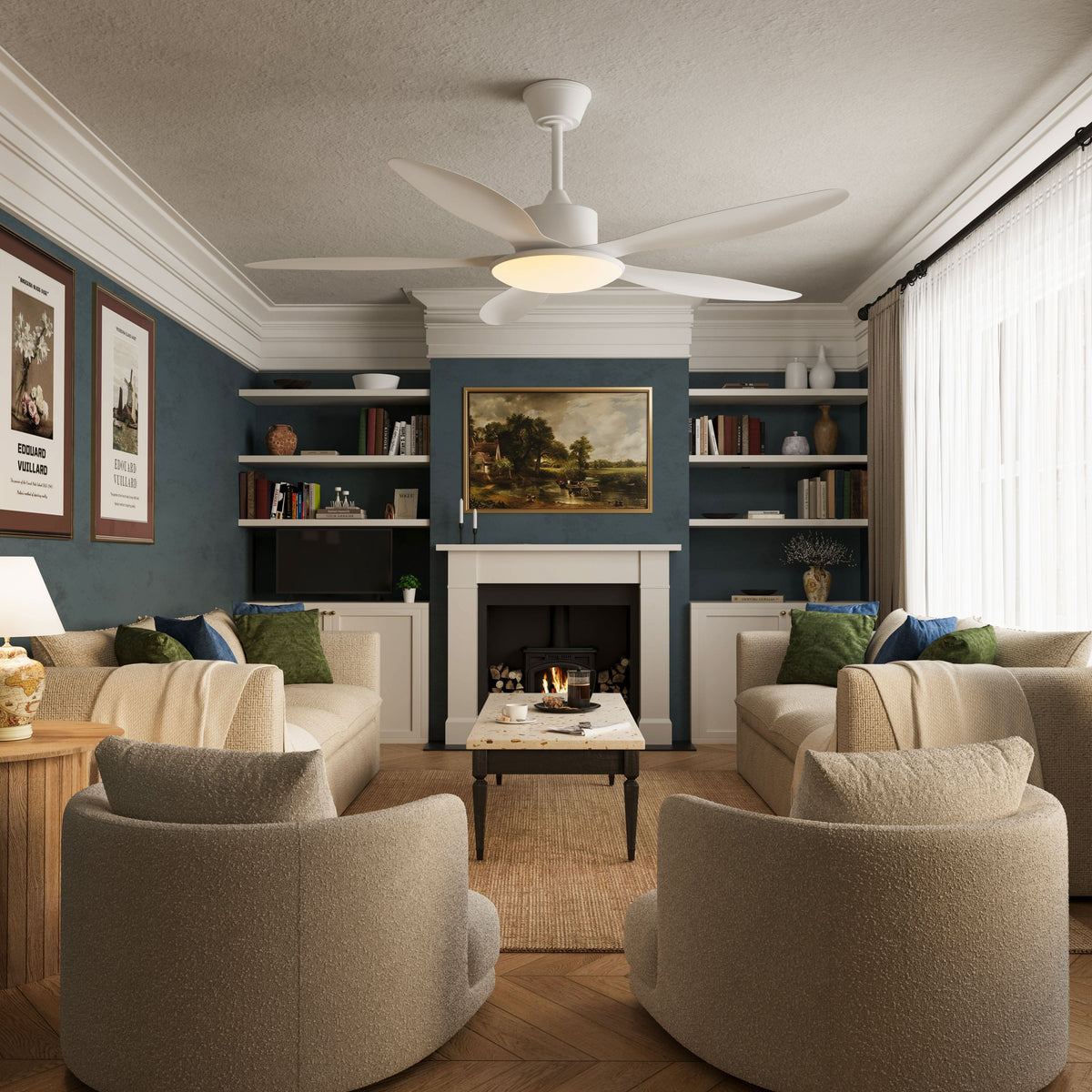 Lightsin 53-inch Modern Ceiling Fan with Light, Silent 5-Blade LED Fan with Remote
