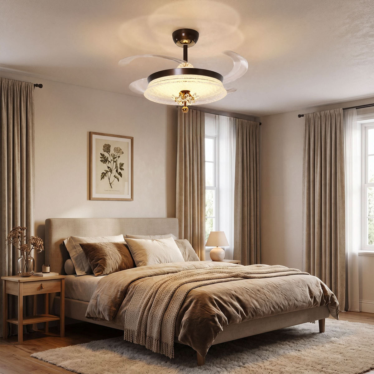 Lightsin 36 Inch Ceiling Fan with 6-Speed Remote and Reverse Motor