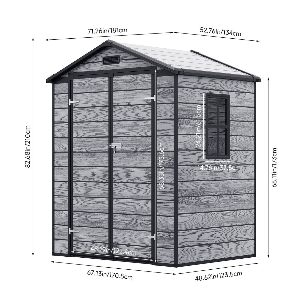 6x4ft Plastic Corrosion-Resistant Garden Storage Shed with Lockable Door