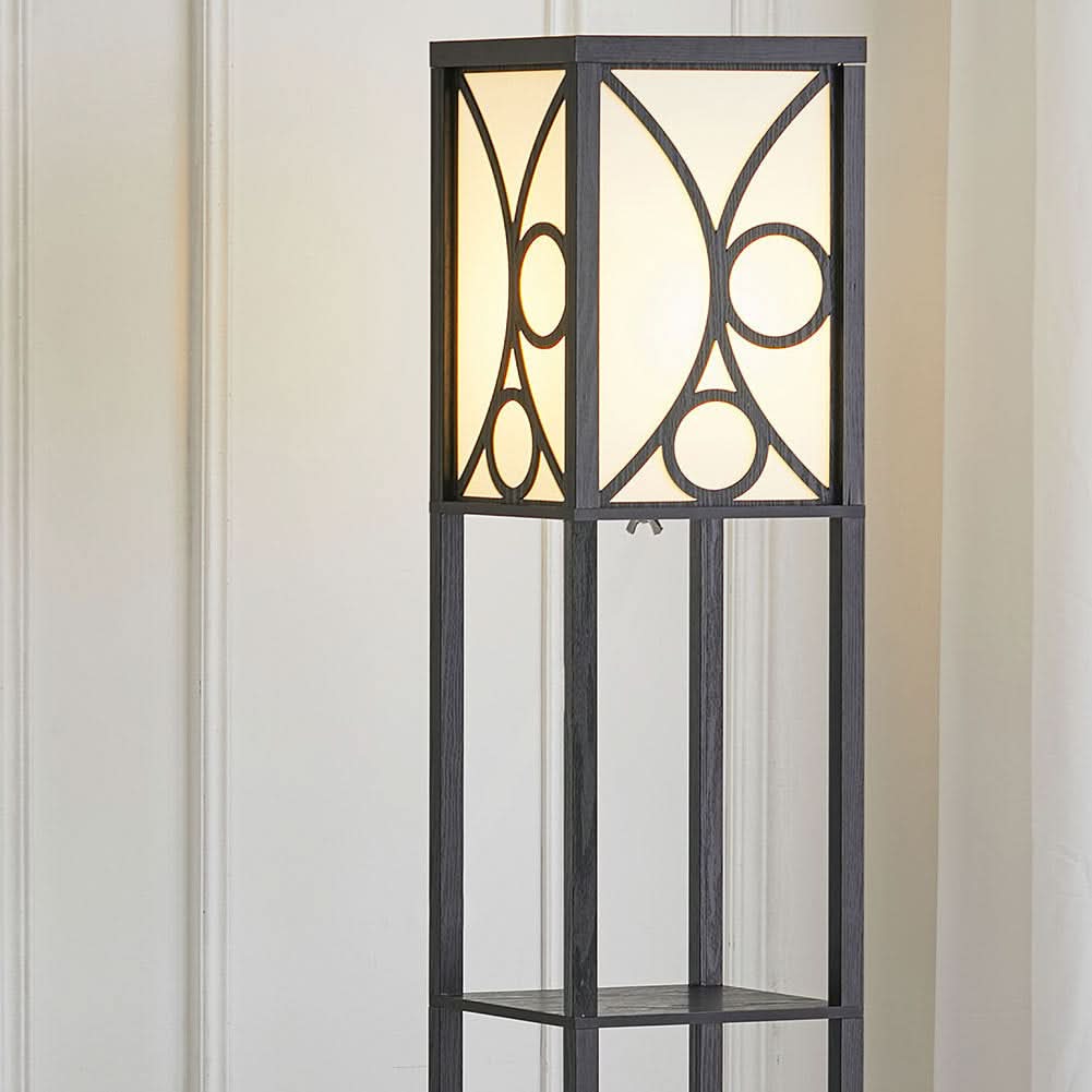 Modern Floor Lamp with 3 Wood Shelves