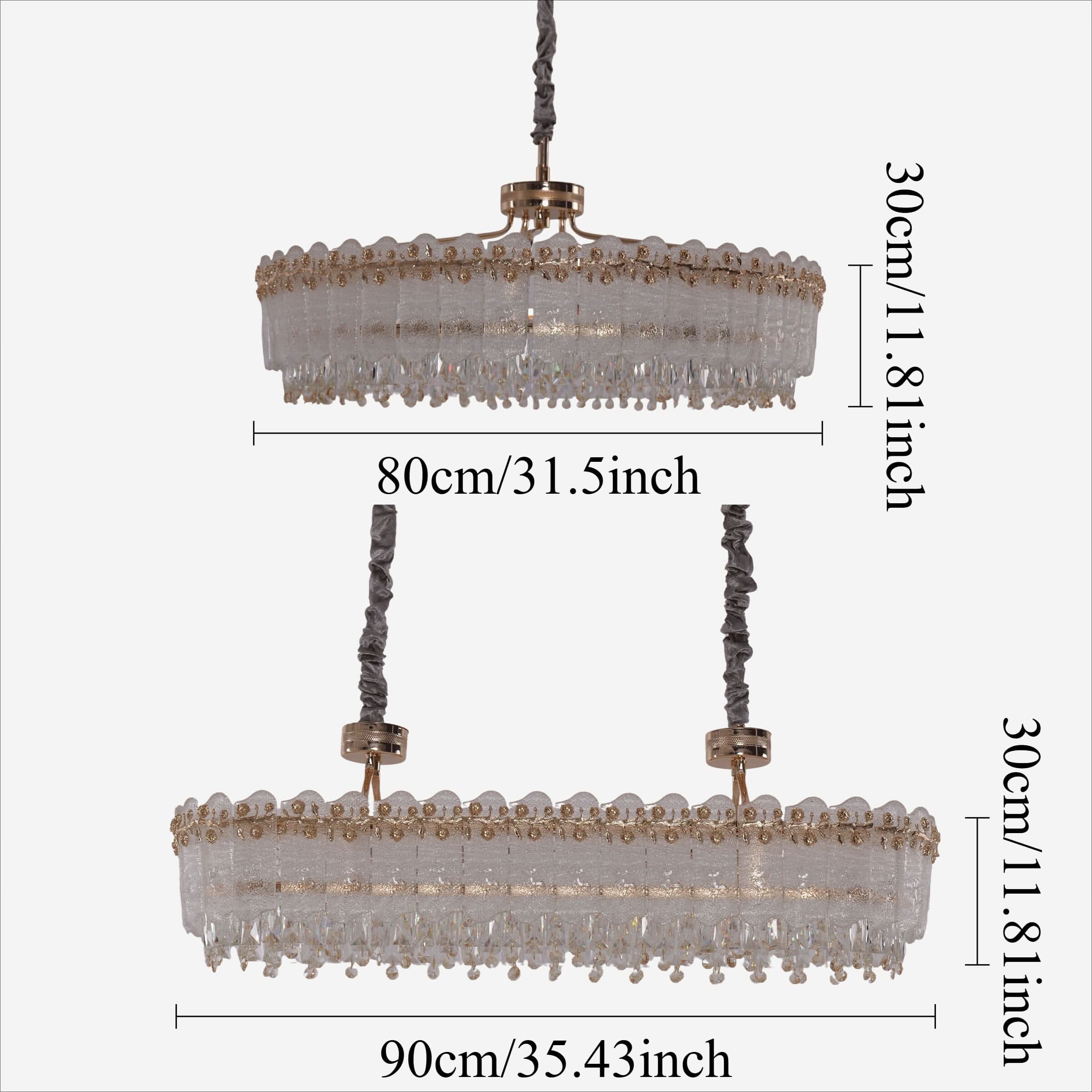 Lightsin Contemporary Crystal Pendant Light Oval and Round Dimmable Ceiling Fixture for Living Room and Hall