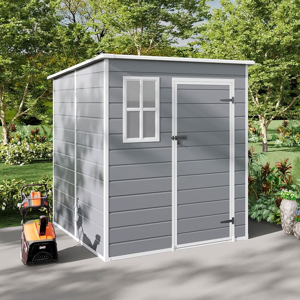 6x6ft PP Durable Storage Shed with Pent Roof, Window, and Vent (Ver.2)