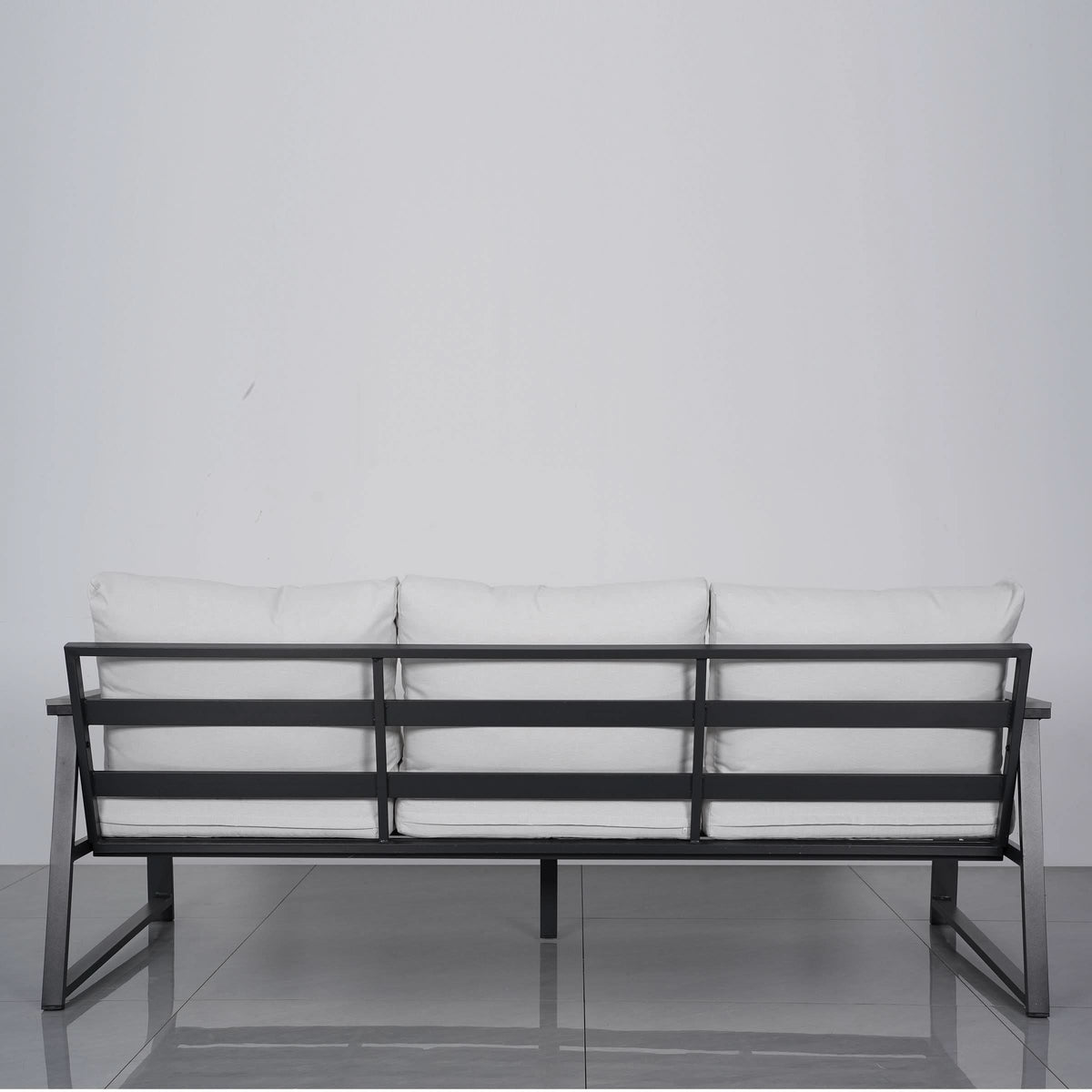 4 Piece Aluminium Outdoor Sofa Set with Glass Table Garden Furniture
