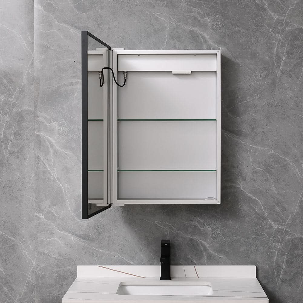 70cm Height LED Light Mirror Cabinet Single Door with Demister Film IP44 Frame
