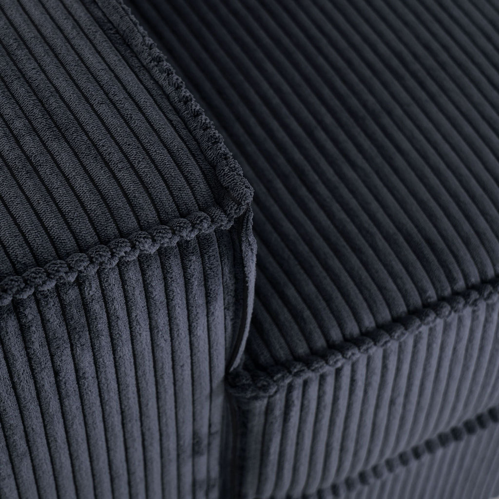 Caramel & Deep Blue Corduroy Sofa Bed with Adjustable Backrest and Spring Coil Support