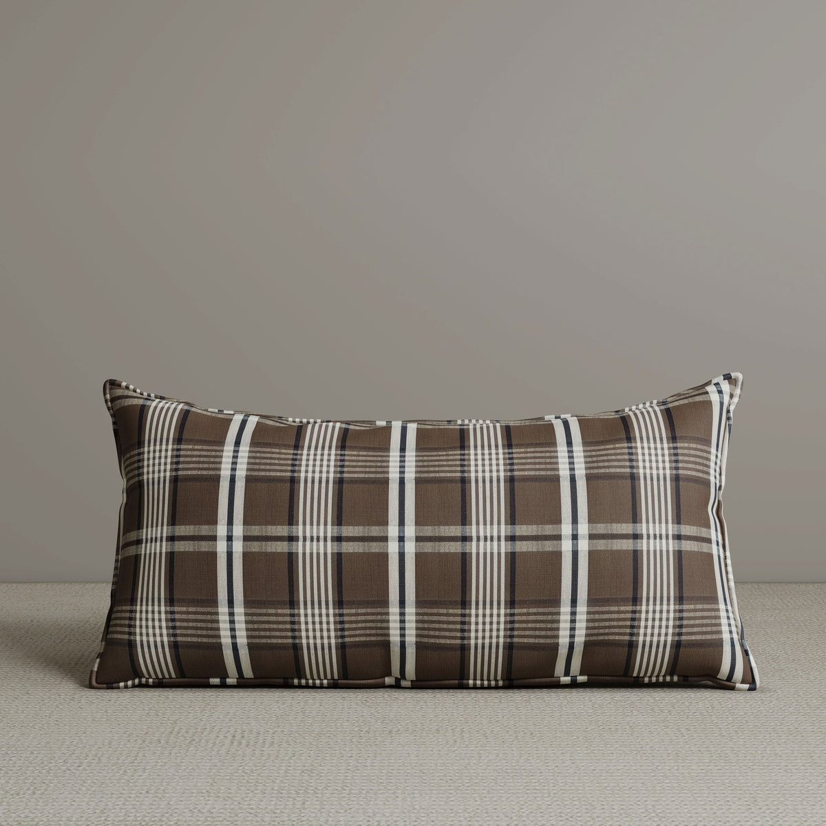 ‍Exclusive Waist Cushion in Coffee Checkered Cotton Linen, 56*27*12 CM (100% off)