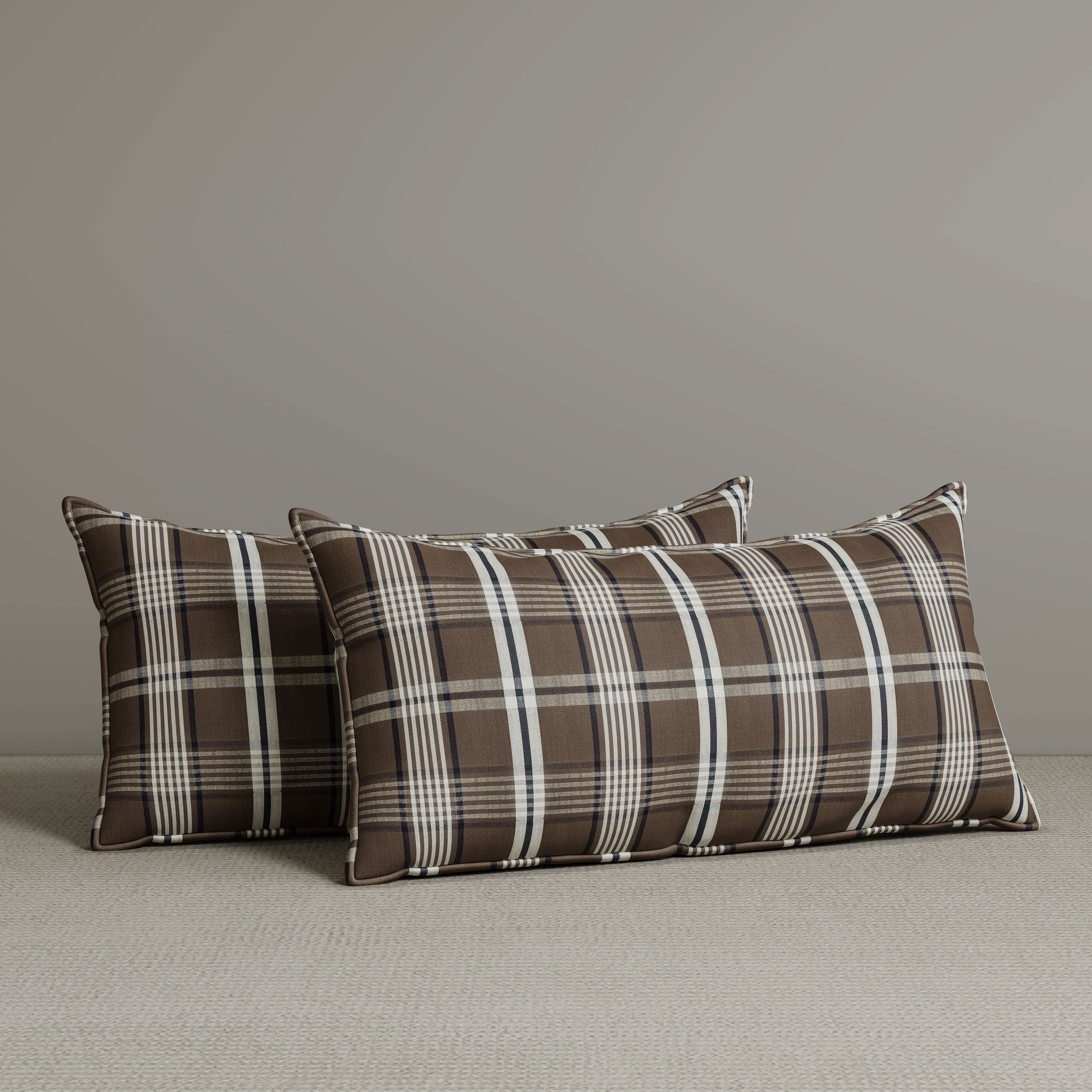 ‍Exclusive Waist Cushion in Coffee Checkered Cotton Linen, 56*27*12 CM (100% off)