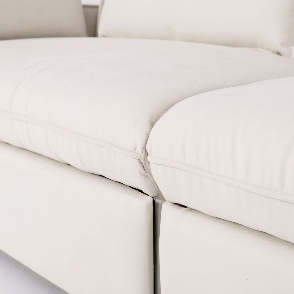 Cottonfy Creamy Tofu Block Pullout Sofa Bed with Storage