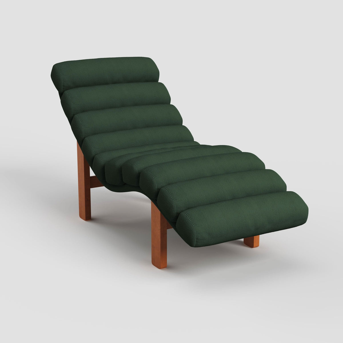 Cottonfy Modern Ergonomic Corduroy Chaise Lounge with Natural Wooden Frame