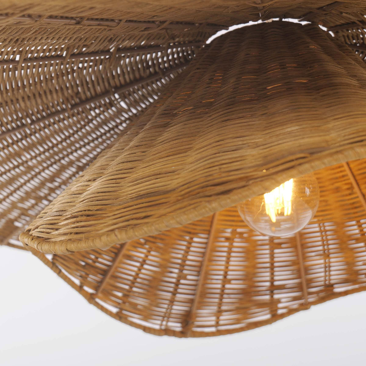 Lightsin Woven Rattan and Iron Pendant Light – Organic Ceiling Pendant Light for Dining Room, Living Room, and Modern Rustic Interiors