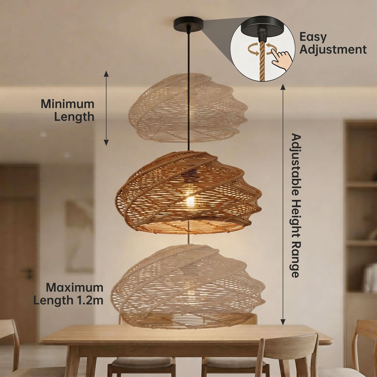 Lightsin Spiral Woven Paper Rope Pendant Light for Kitchen Island & Dining Room
