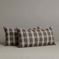 Exclusive Waist Cushion in Coffee Checkered Cotton Linen, 56*27*12 CM