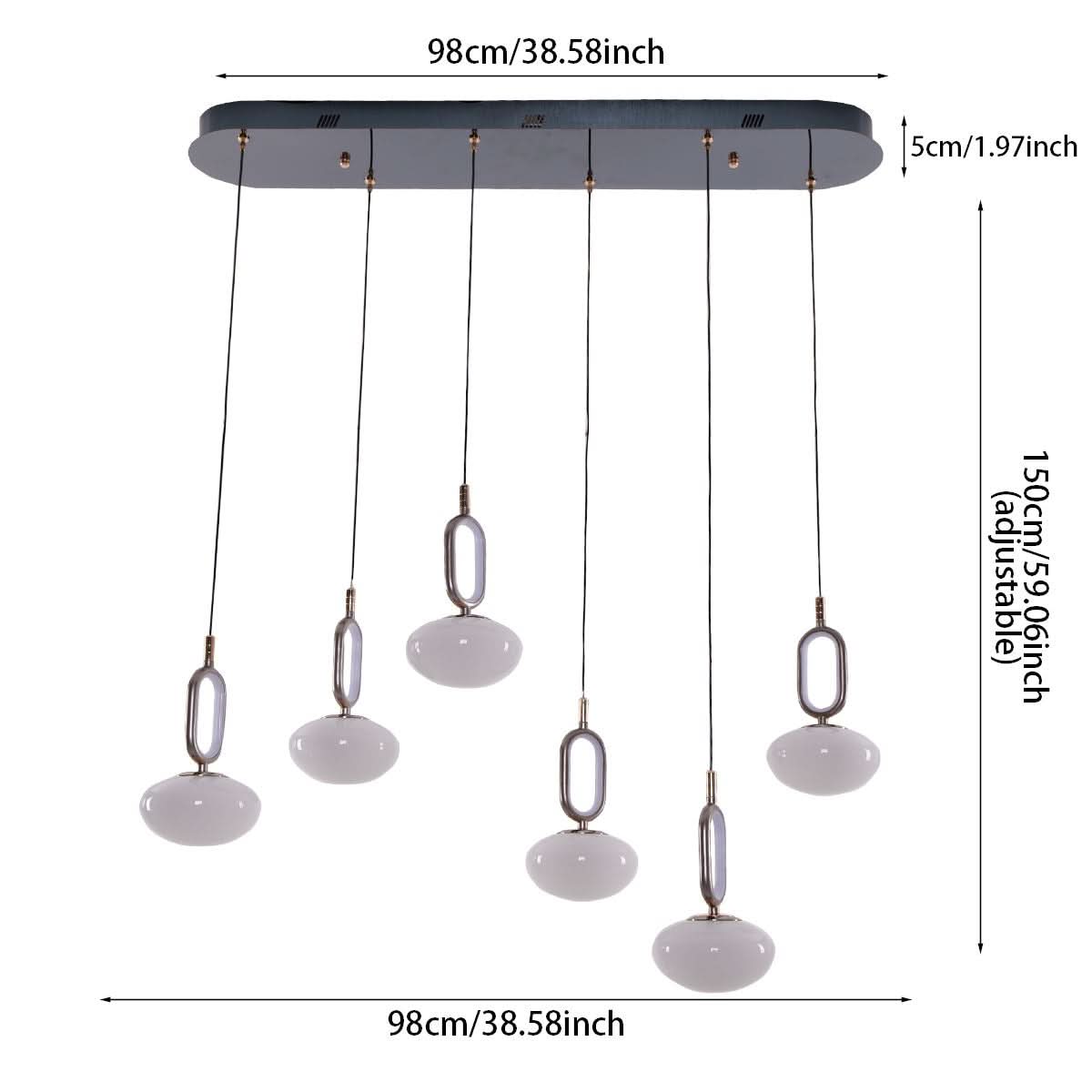 Lightsin Cloud Glass Pendant Light with Tri-Colour LED and Metal Frame