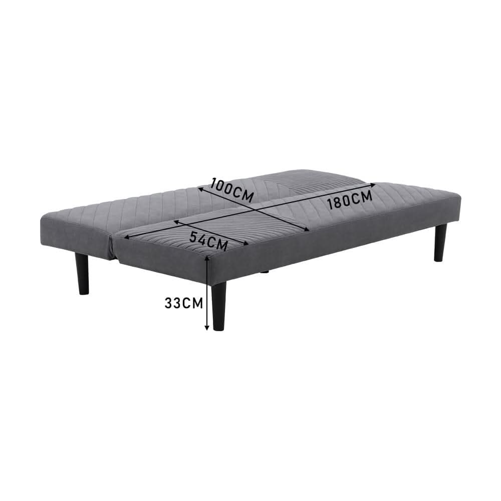 Grey 3 Seater Upholstered Sofa Bed