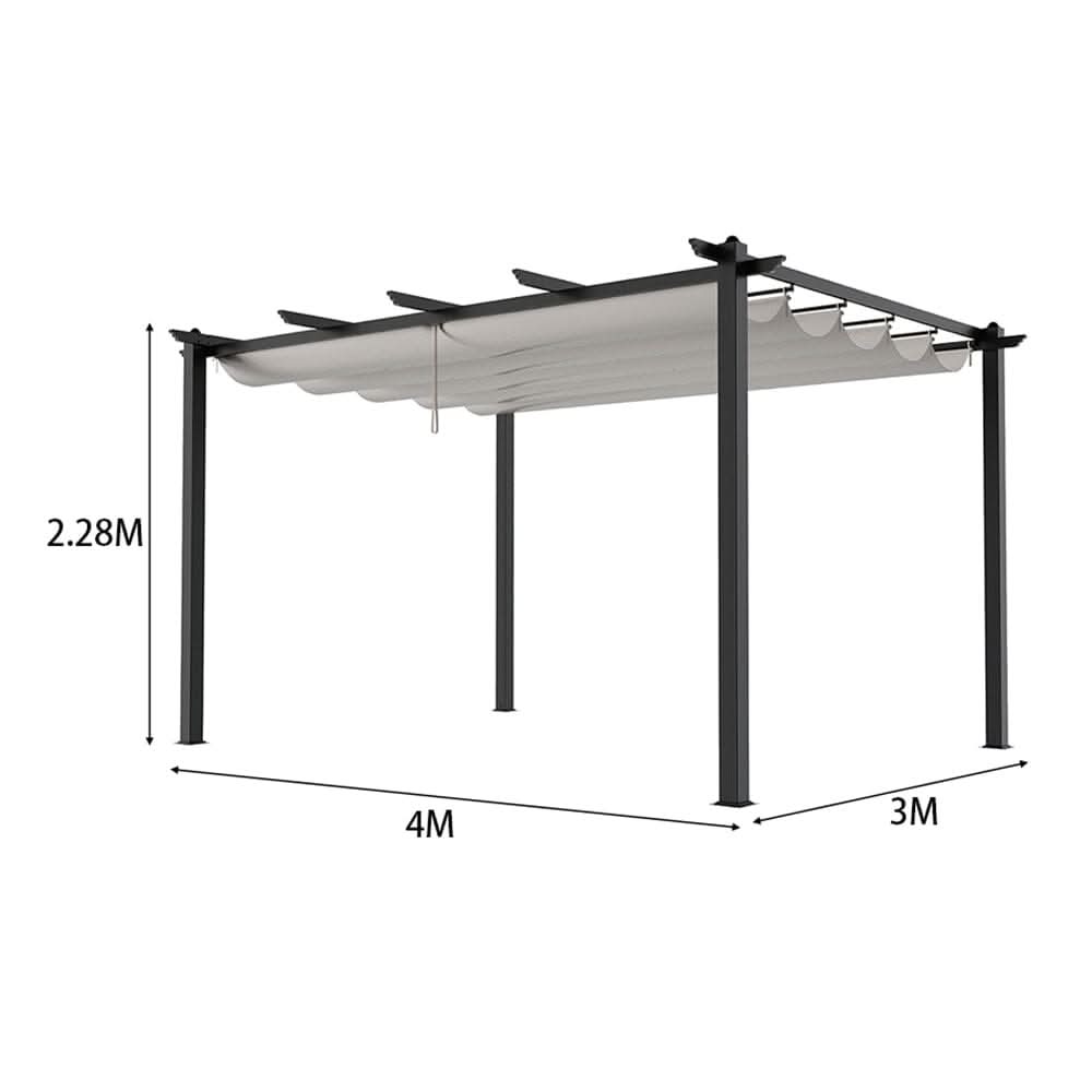 3x3m/3x4m/3x6m/4x4m All-Aluminum Flat Top Tarp Tent -Off-White/Light Grey
