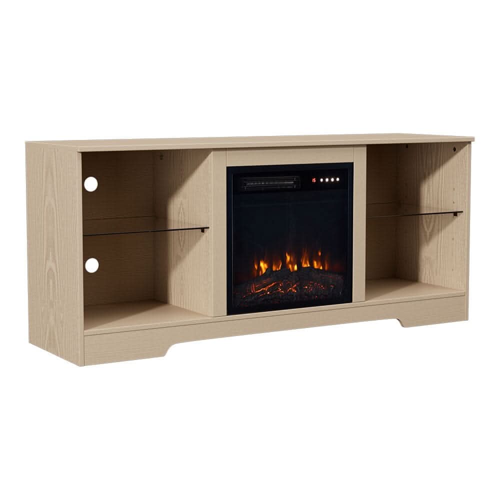 Wood Grain Fireplace Cabinet with 18inch Electric Fire | Touchscreen-enabled & remote-controlled
