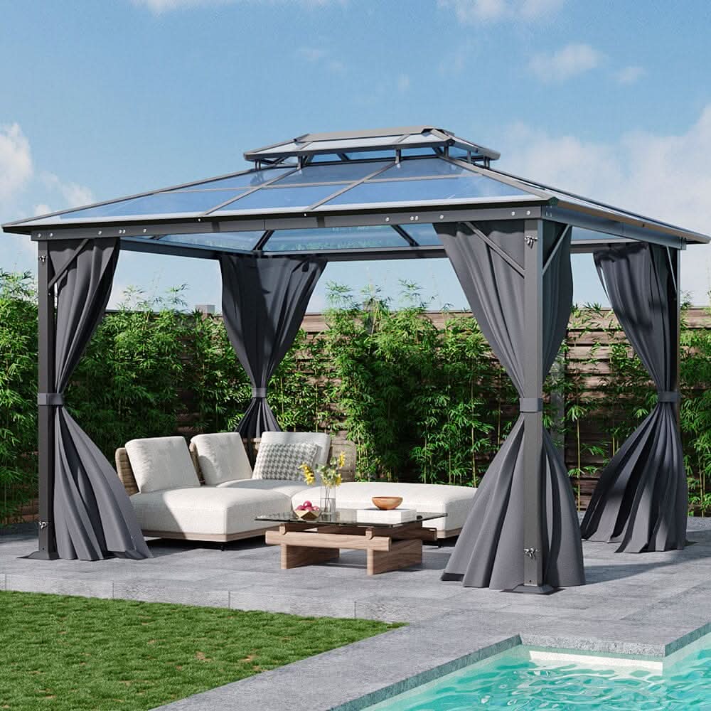 3*3.6*2.7m Iron and Aluminium Double Foof Sun Canopy