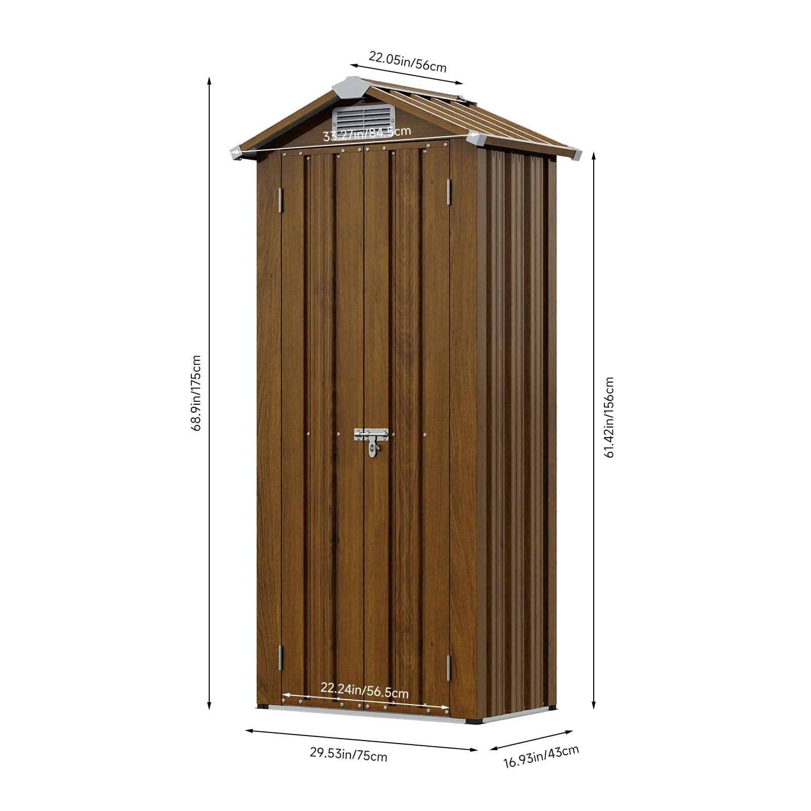 2.7*1.9FT Apex Roof Yellow Wood Grain Tool Cabinet