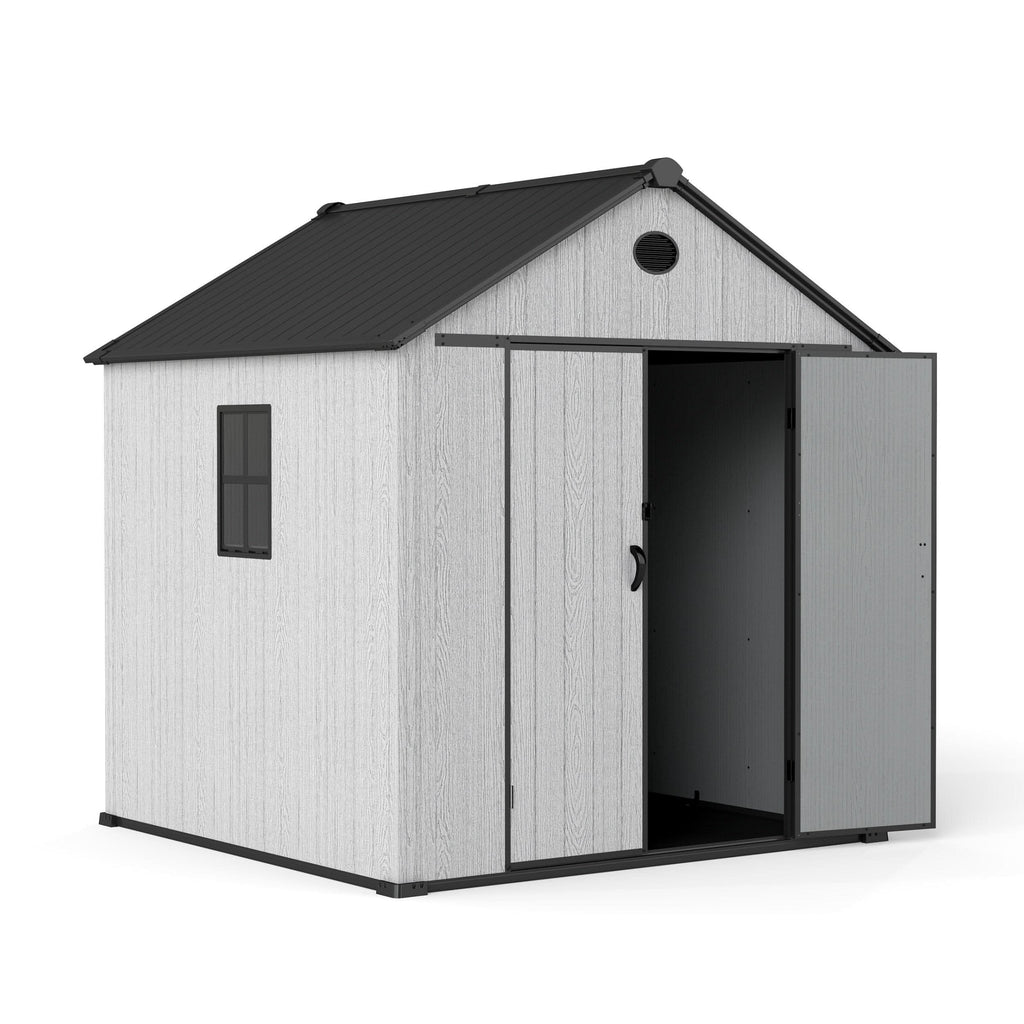 6'x8'ft/8'x8'ft/8'x12'ft/8'x16'ft Gray Wood Grain Plastic Tool Shed