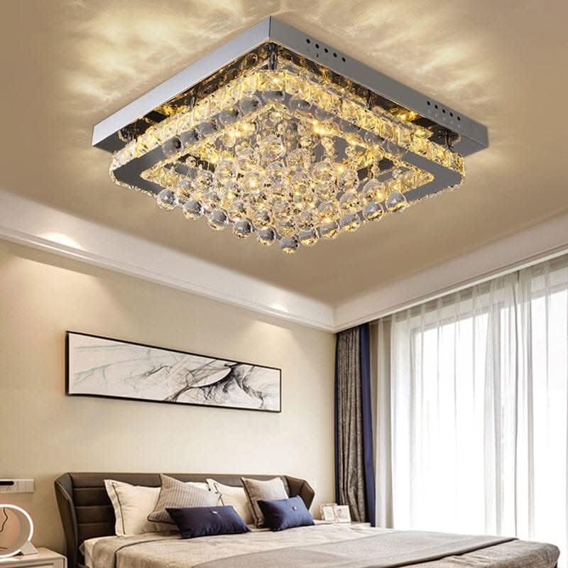 40cm W Chrome Finished Square LED Ceiling Light