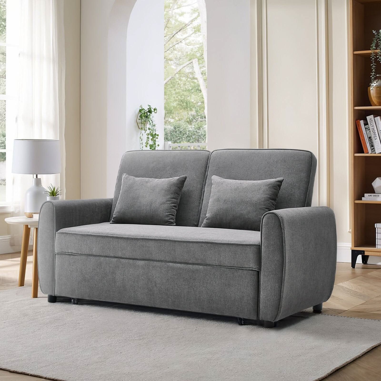 5ft Convertible Sofa Bed Grey Lounger