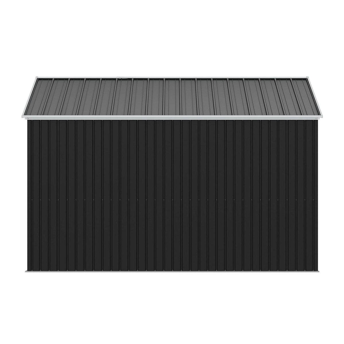 12x10ft / 10x12ft / 10x16ft Charcoal Black Galvanized Steel Storage Shed with Double Lockable Doors & Grid Windows