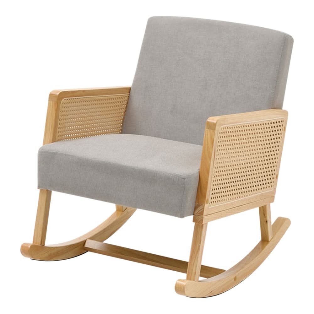 Linen Wooden Rocking Chair-Grey