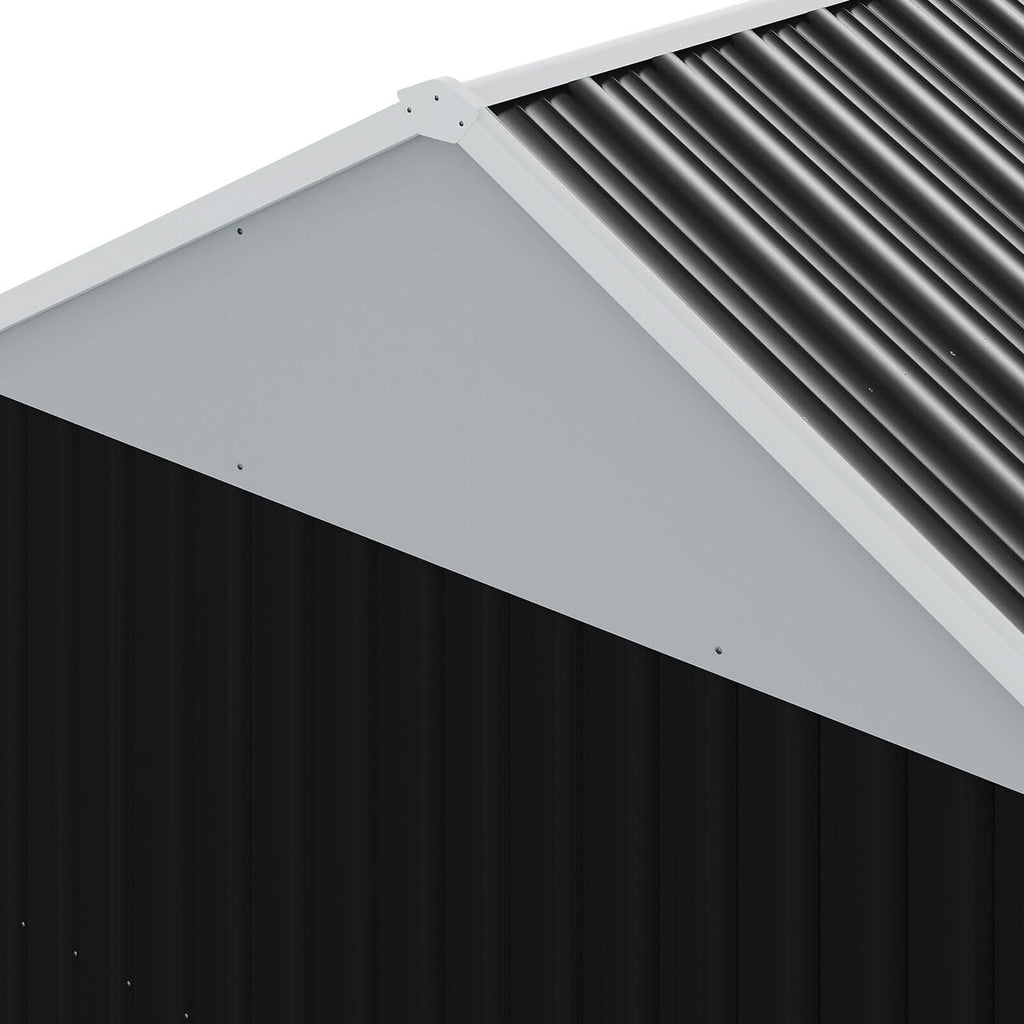 7X4ft/8.5X5.5ft/10x8ft Charcoal Black Storage Shed with Double Doors and Grid Window