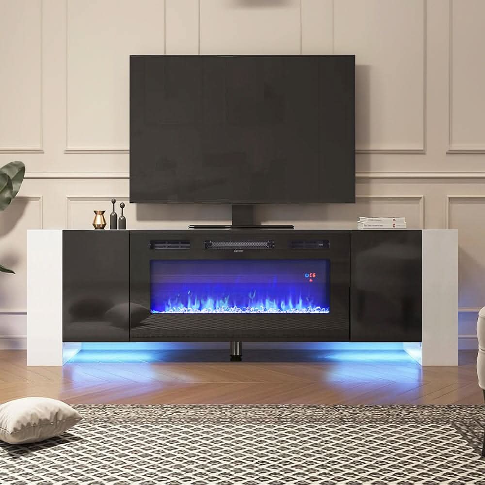 70inch W Modern LED TV Stand with 12 Colour Electric Fireplace