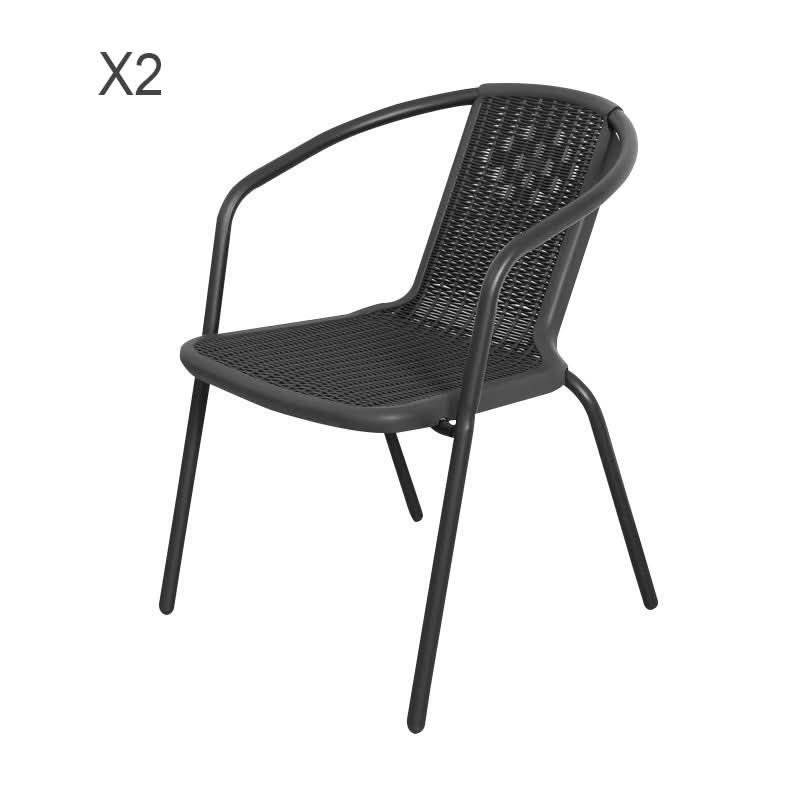 2 Seater Outdoor Table Square Tempered Glass Table and Garden Chairs