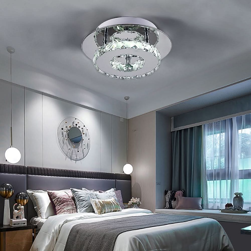 30cm W Stacked LED Ceiling Light with Crystal Rims Energy Saving