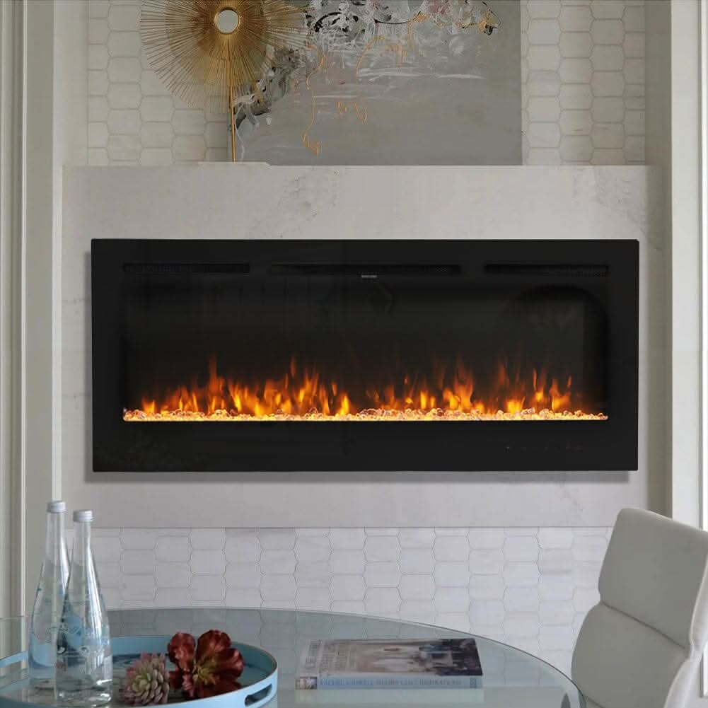 50 Inch Wall Mounted Electric Fireplace Insert Heater 9 Flame Colours 1800W