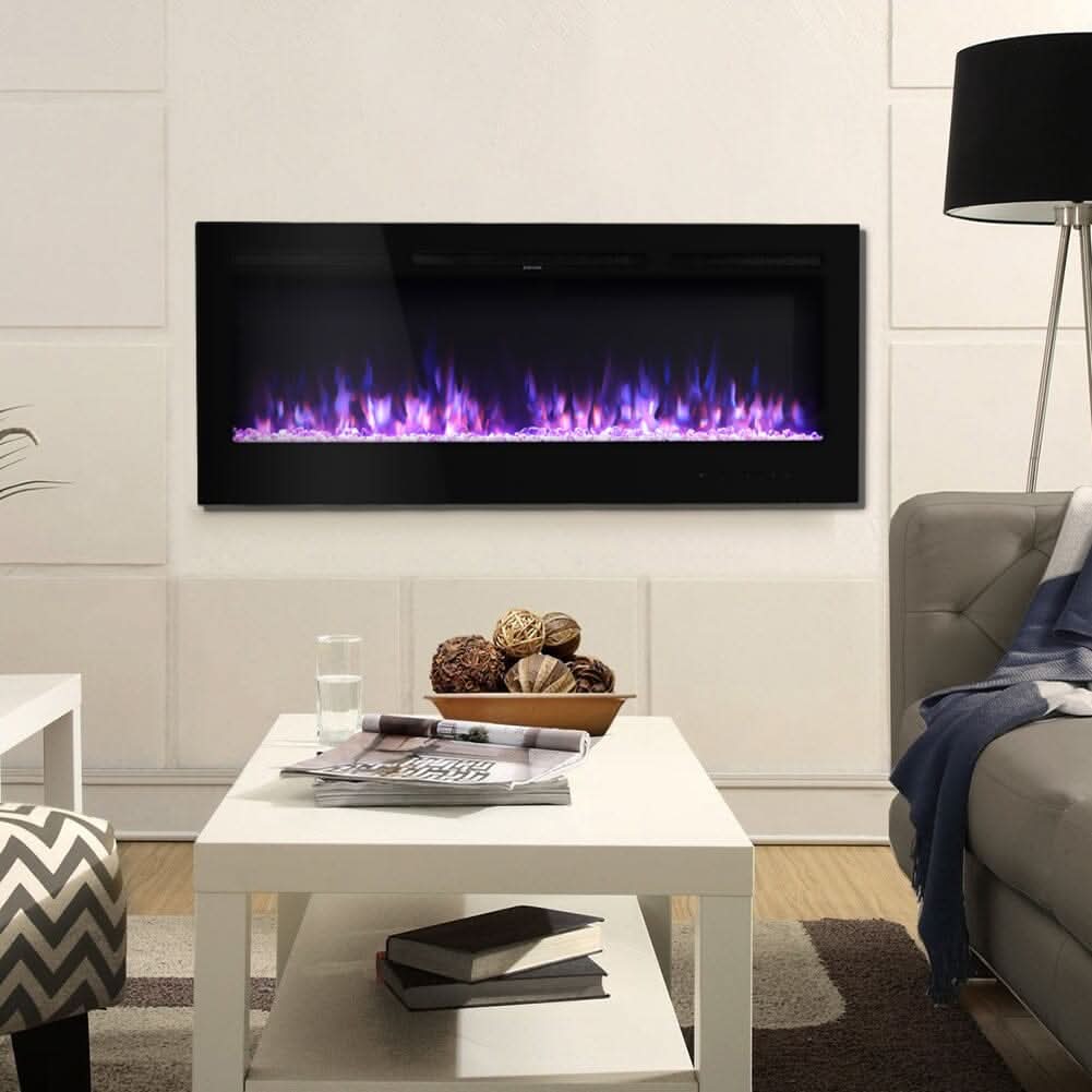 50 Inch Wall Mounted Electric Fireplace Insert Heater 9 Flame Colours 1800W