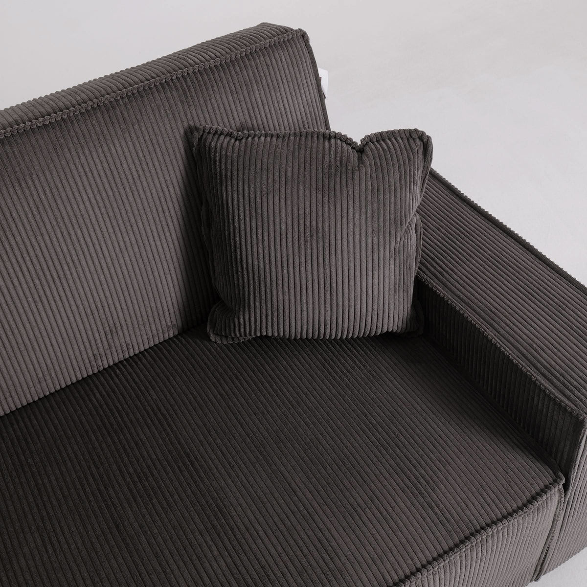 Beige & Grey Corduroy Sofa Bed with Adjustable Backrest and Spring Coil Support