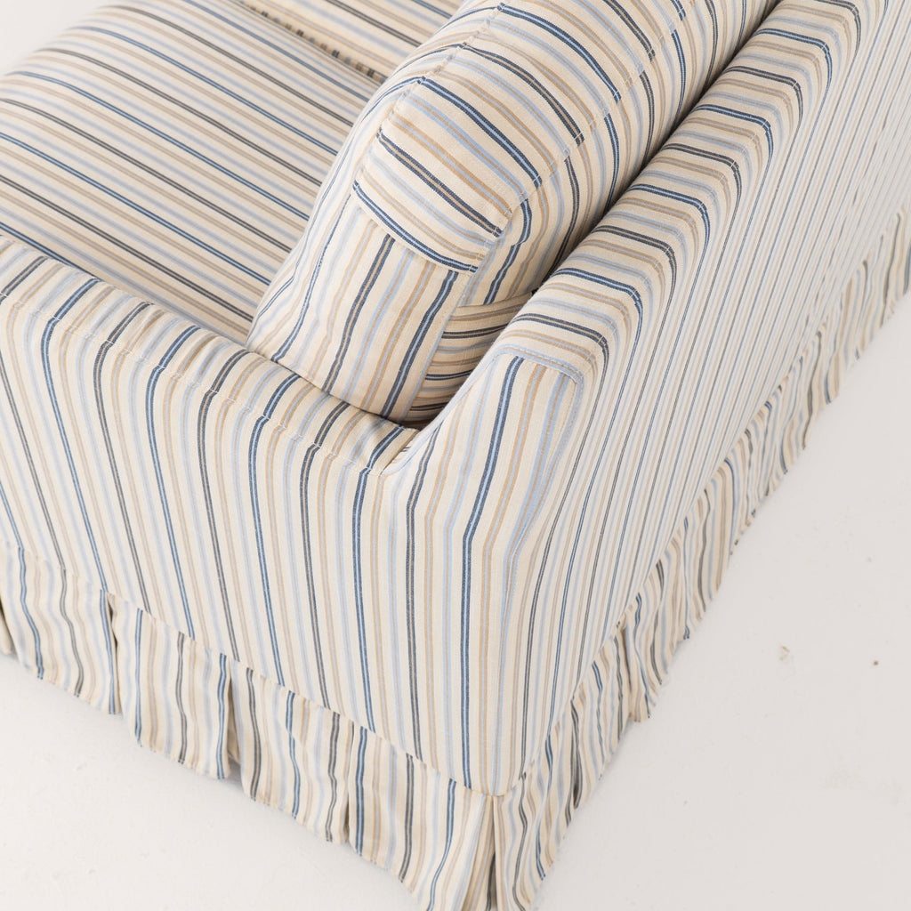 Cottonfy Blue Pinstripe 3 Seater Sofa with Removable Covers