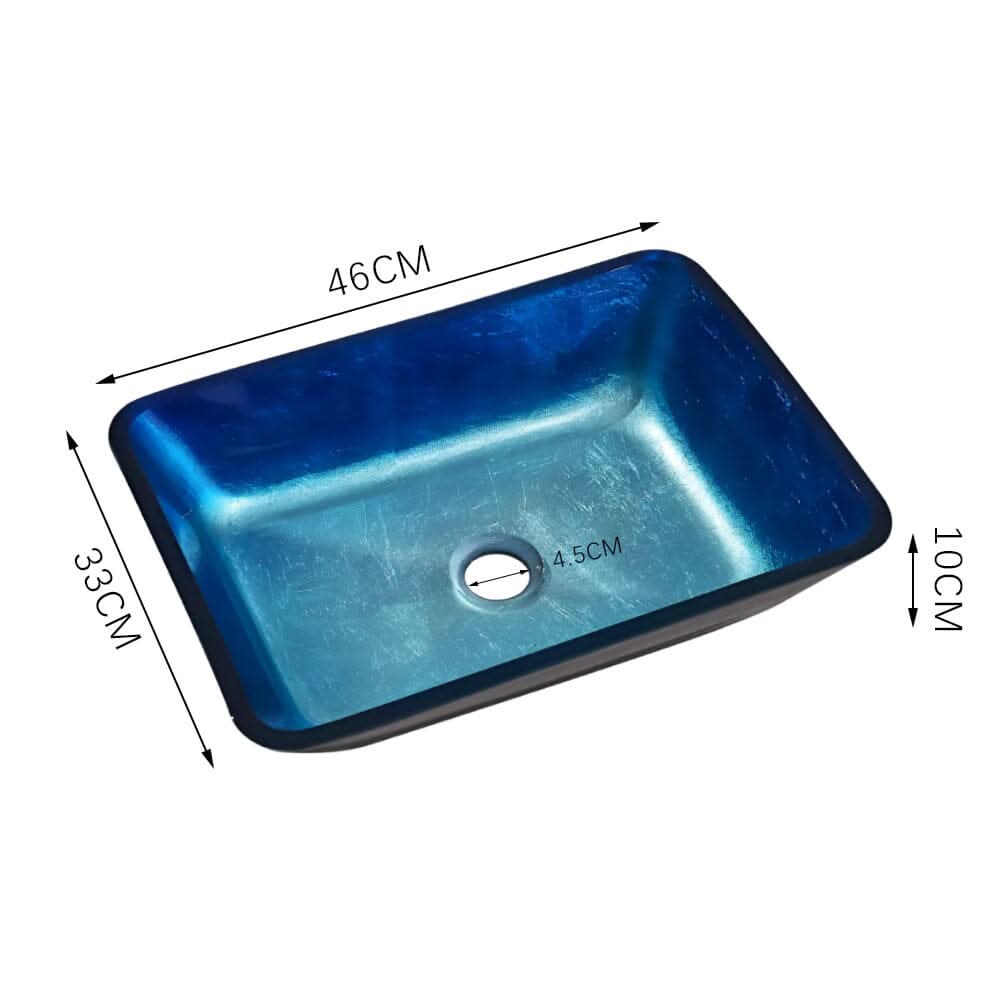 46cm W Rectangular Tempered Glass Bathroom Art Design Sink