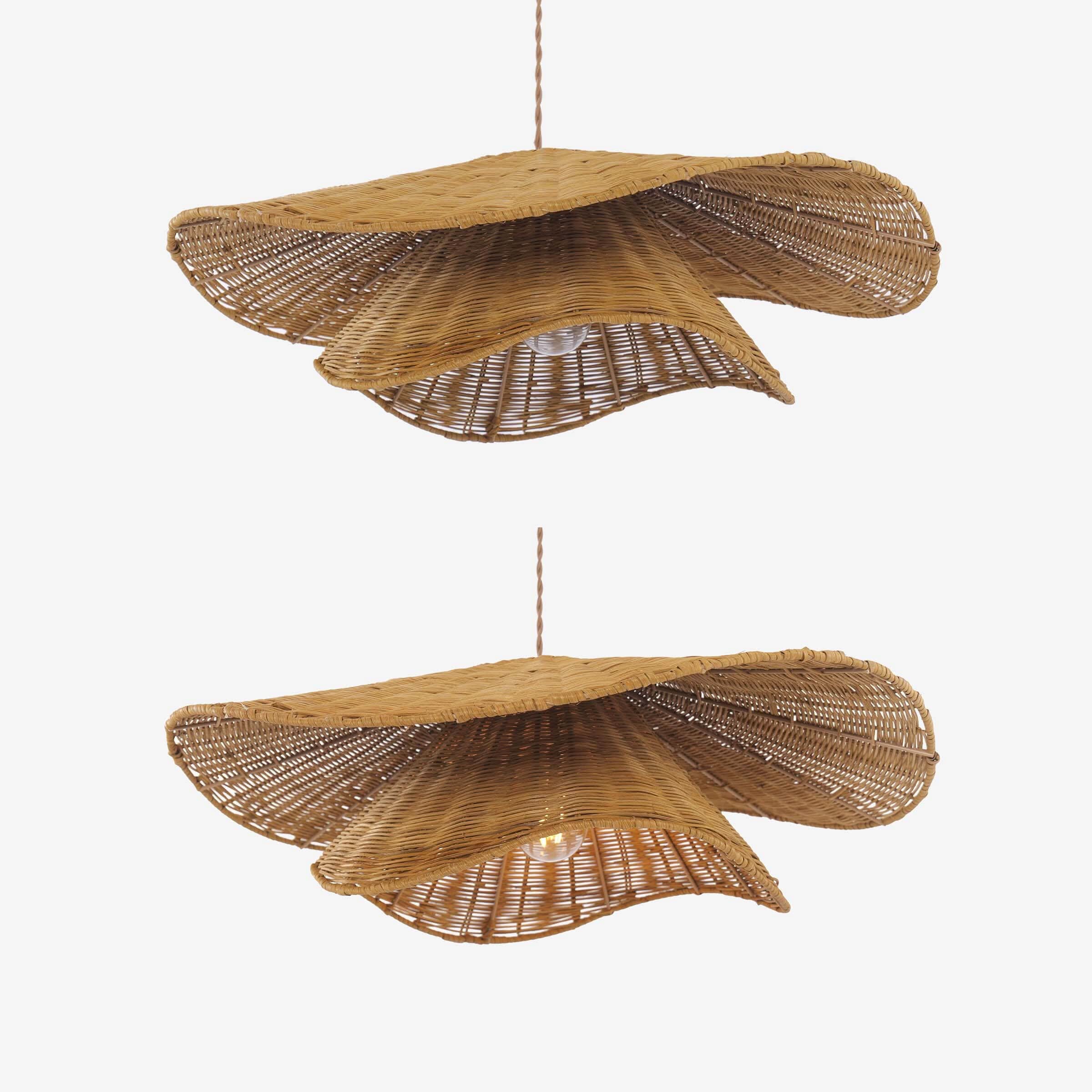 Lightsin Woven Rattan and Iron Pendant Light – Organic Ceiling Pendant Light for Dining Room, Living Room, and Modern Rustic Interiors