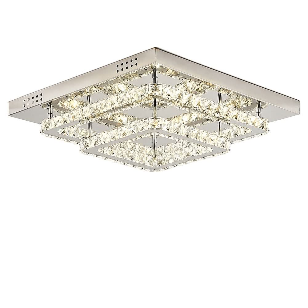 Modern 2-Tier Crystal LED Ceiling Light Fixture Dimmable/Non-dimmable