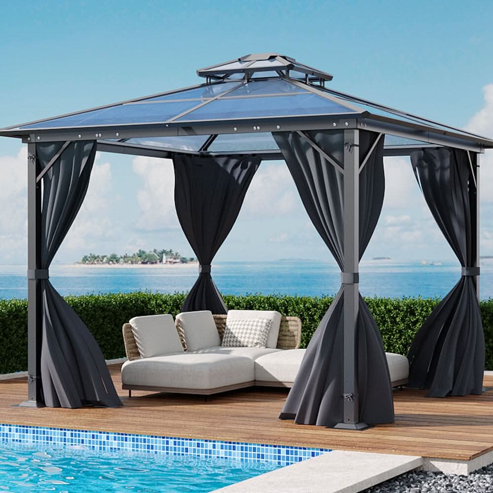 3*3*2.7m Iron and Aluminium Double-top Sun Canopy with Surround Fabric