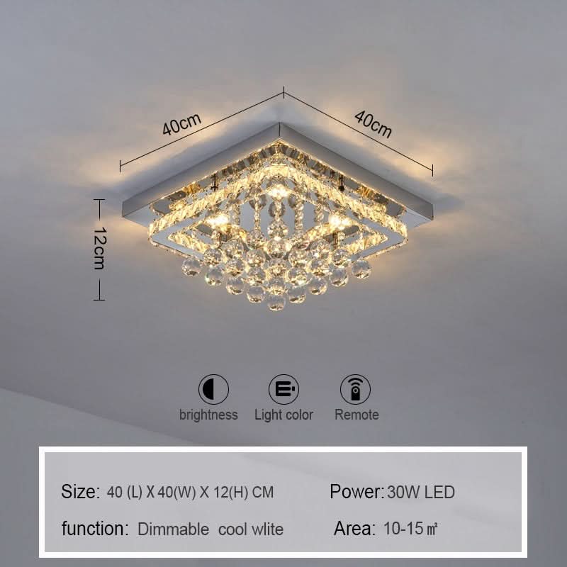 40cm W Chrome Finished Square LED Ceiling Light