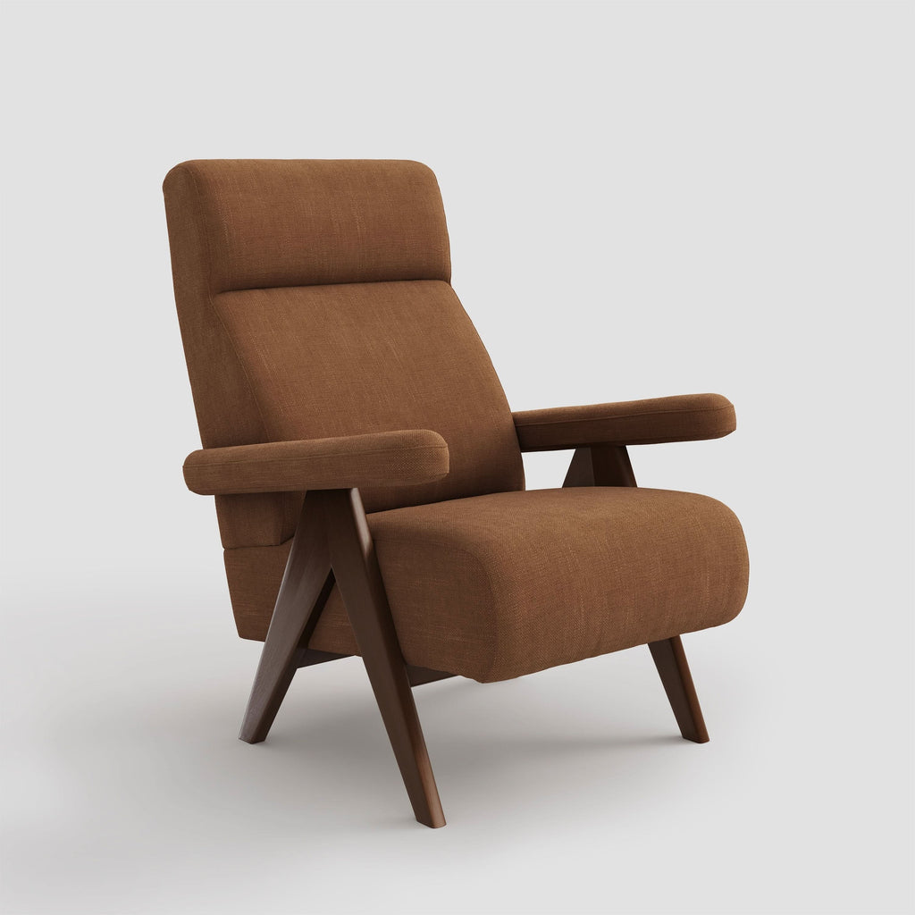 High Back Lounge Chair with Wooden Frame