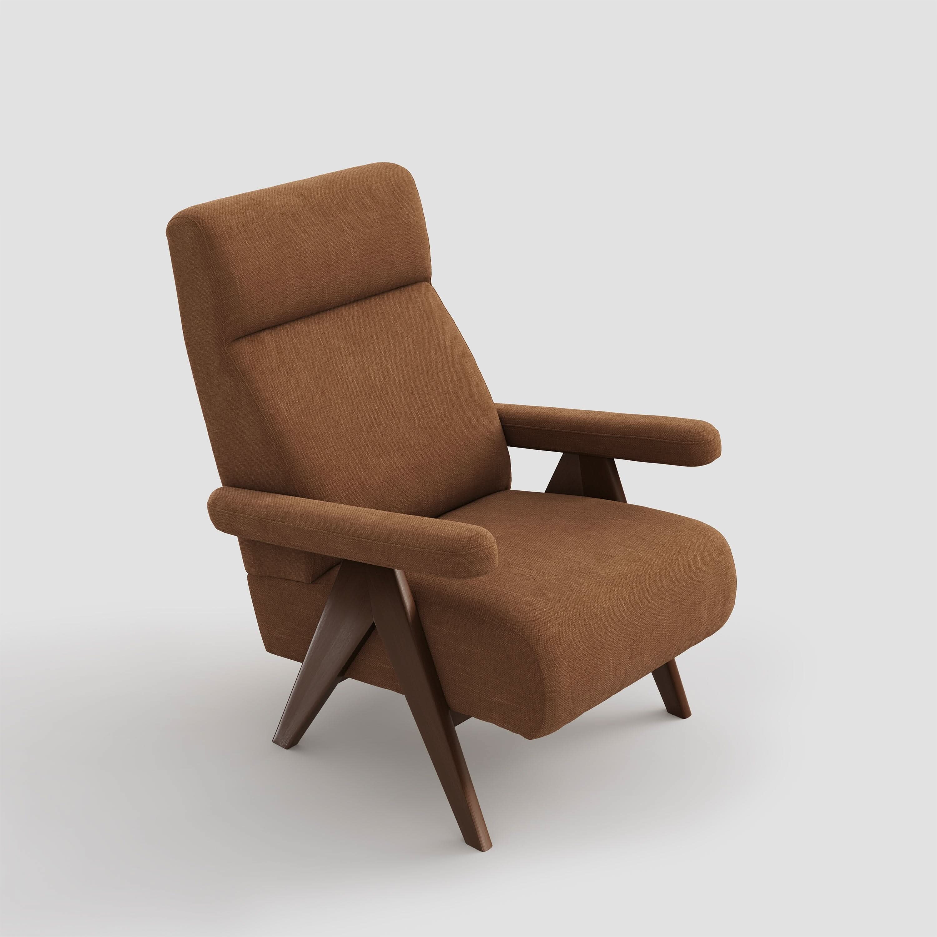 High Back Lounge Chair with Wooden Frame