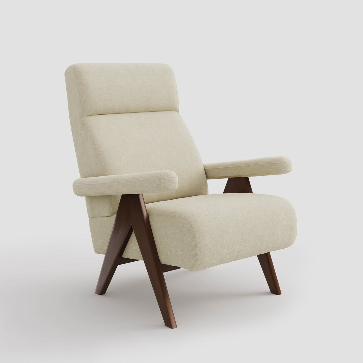 High Back Lounge Chair with Wooden Frame