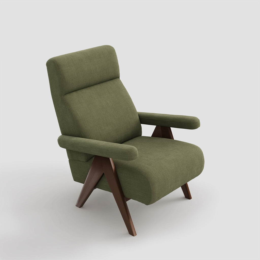 High Back Lounge Chair with Wooden Frame