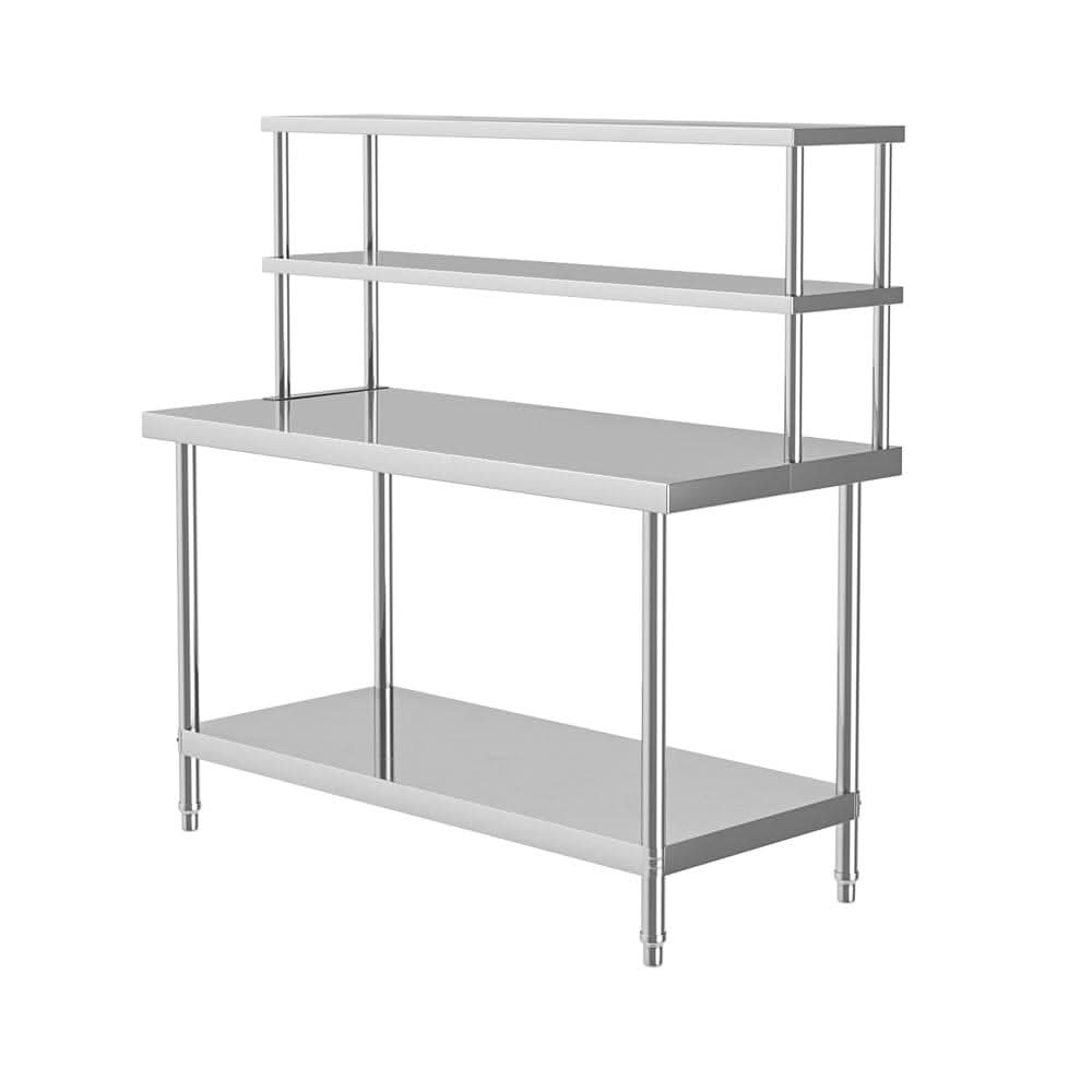 2 Tiers Commercial Kitchen Prep Table Stainless Steel Work Table