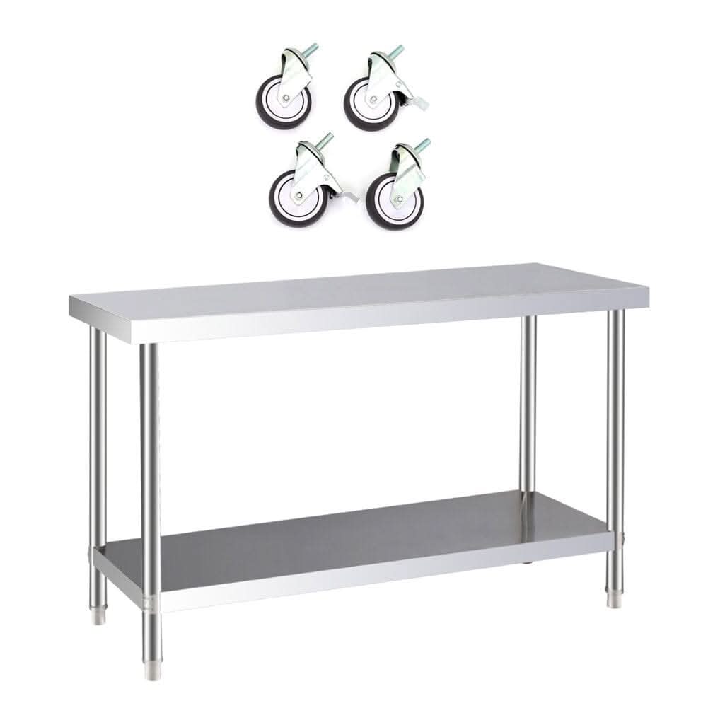 2 Tiers Commercial Kitchen Prep Table Stainless Steel Work Table