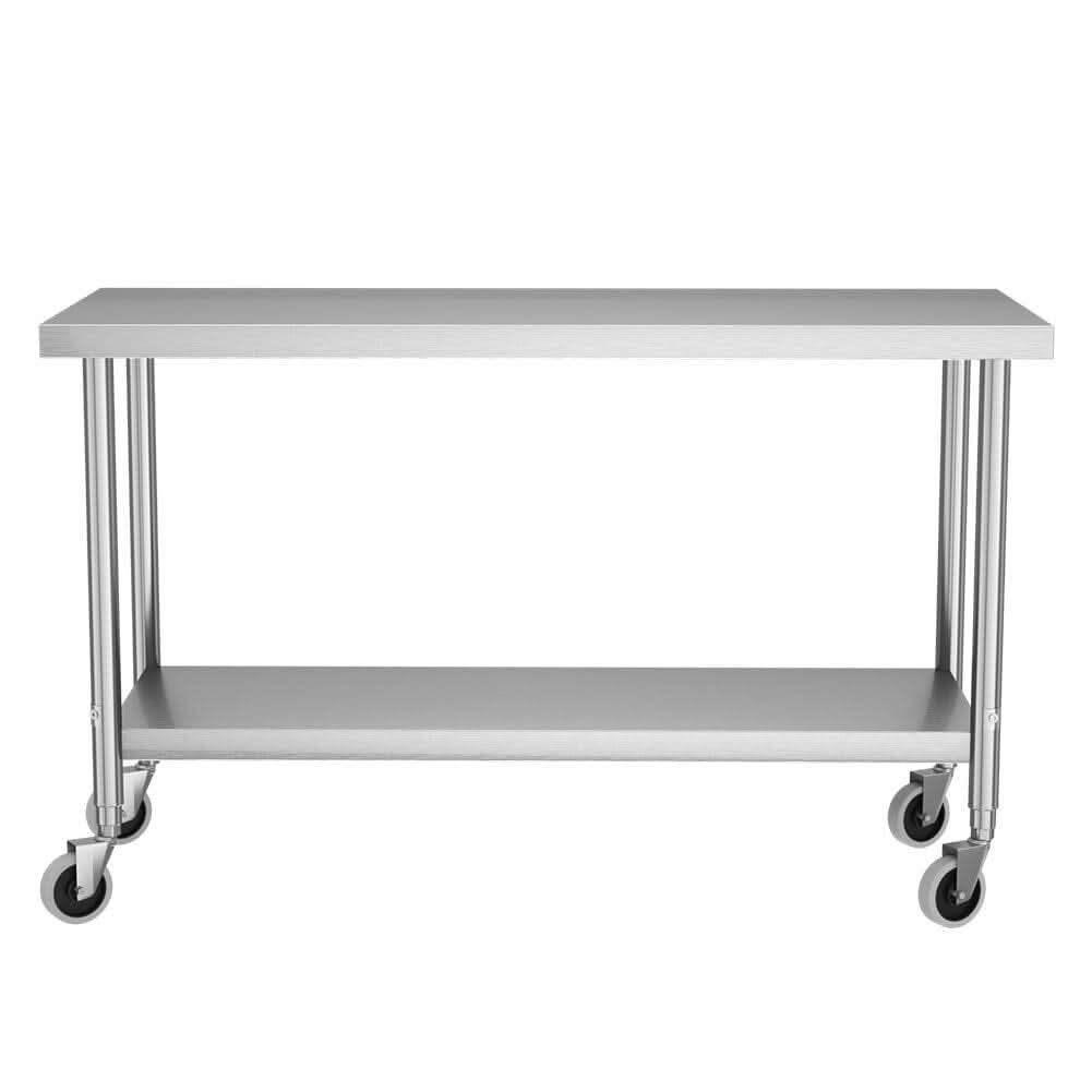 2 Tiers Commercial Kitchen Prep Table Stainless Steel Work Table
