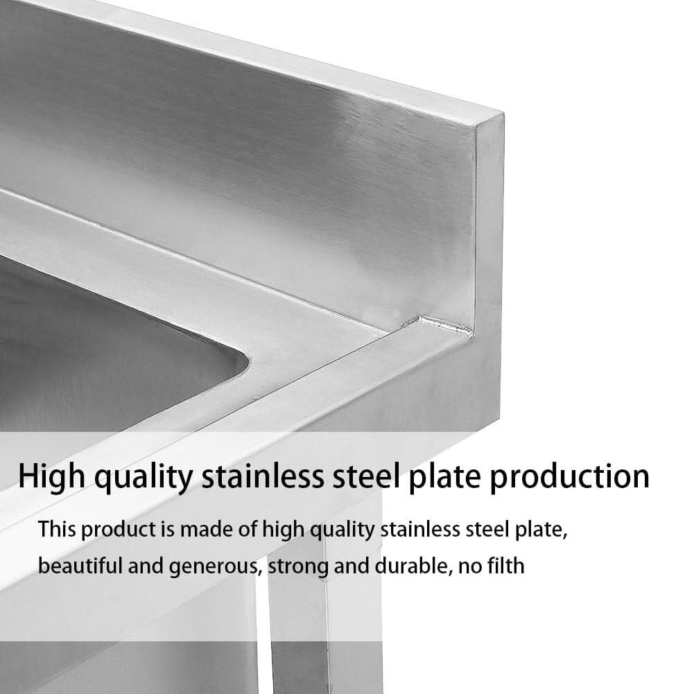 60X60cm W Commercial Kitchen Sink Stainless Steel Wash Basin