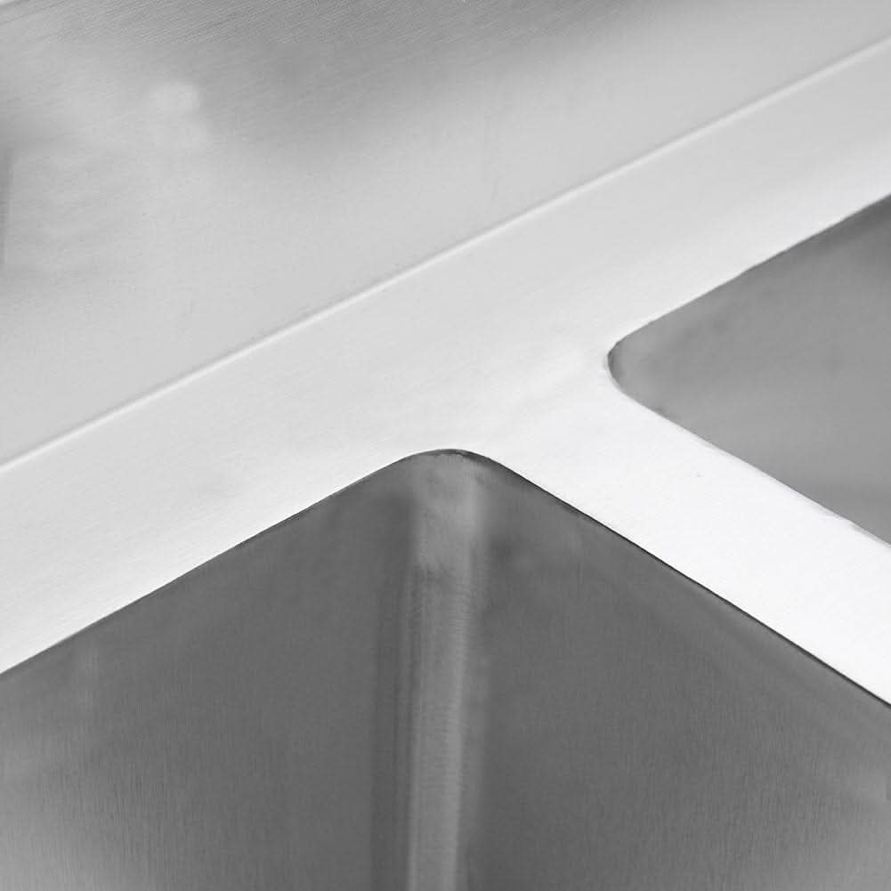 4ft W Stainless Steel Kitchen Commercial Catering Sink with 1/2 Large Compartments