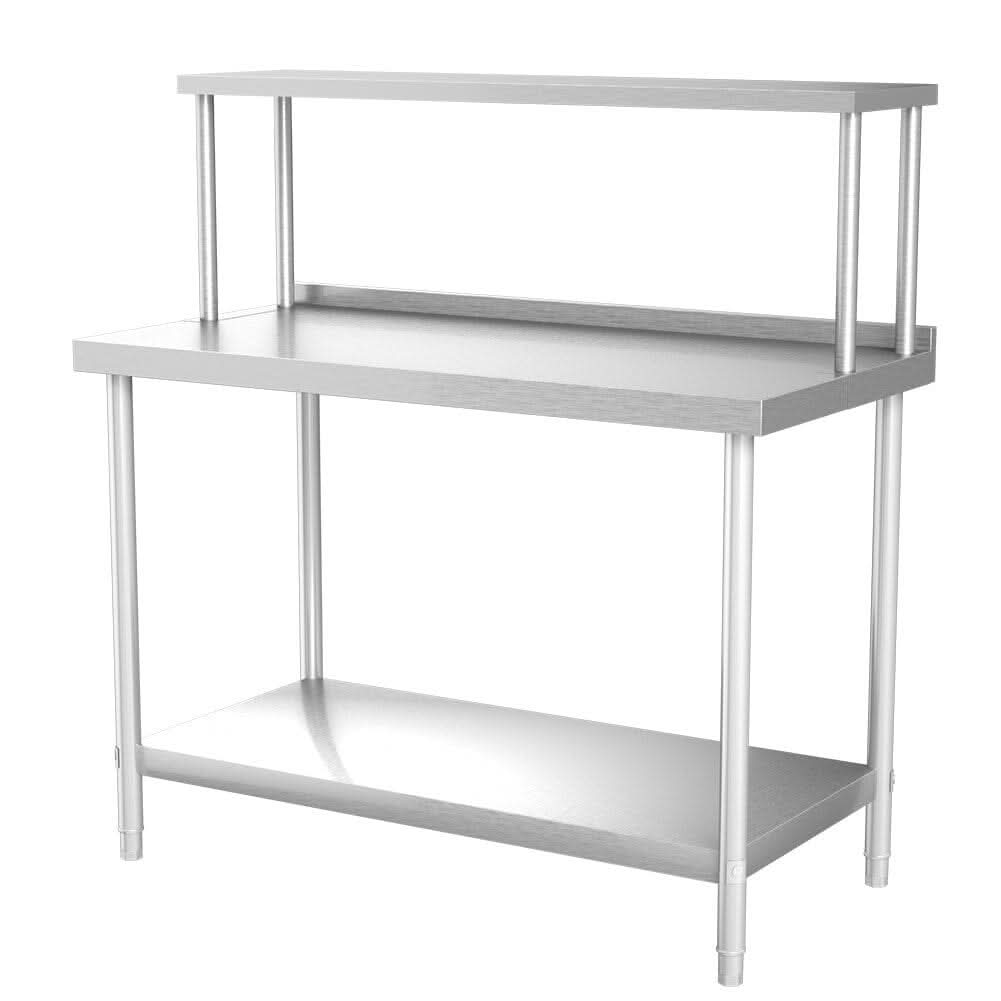 2 Tiers Commercial Kitchen Prep Table Stainless Steel Work Table